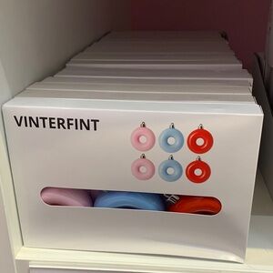 IKEA VINTERFINT Holiday Ornaments - Red, Pink, Blue donut shaped ornaments